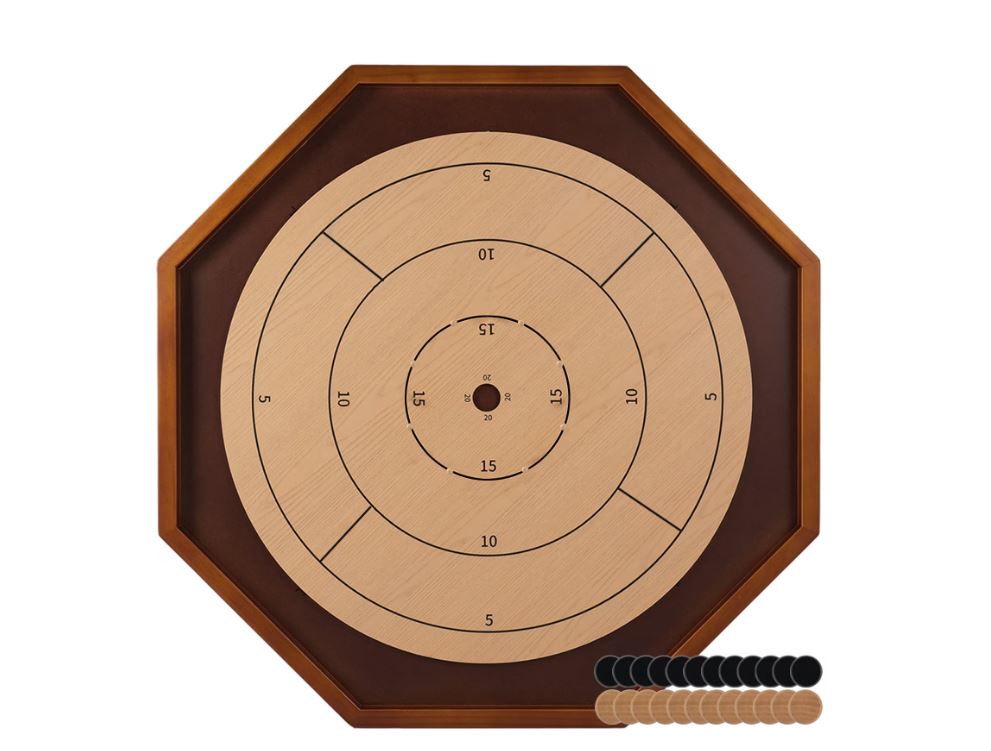 NEW! Crokinole Board Game 31.5”, Deluxe Tournament Tabletop Set w/24 Discs