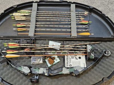 Bear Compound Bow Package with Hard Case, Arrows, Accessories, and Target