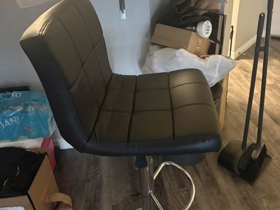 Black Faux Leather Swivel Bar Stool with Chrome Base & Footrest