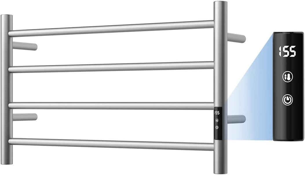 TOWEL WARMER FOR BATHROOM, HEATED TOWEL RACK WALL MOUNTED WITH LED INTELLIGENT TOUCH SCREEN TIMER, FAST HEATING, 4 BAR/26INCH!!