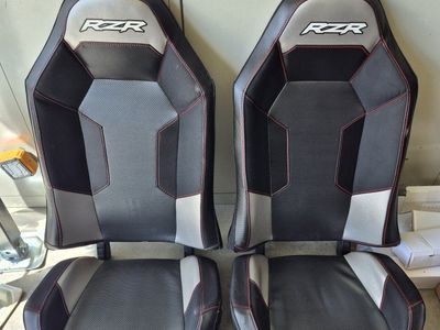 RZR Front Bucket Seats - Black/Grey with Red Stitching - Set of 2
