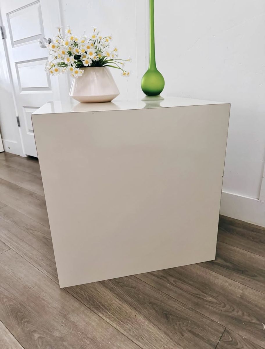 Vintage Mid Century Ivory Laminate Cube Conversation Table, Coffee Table or Side/End Table