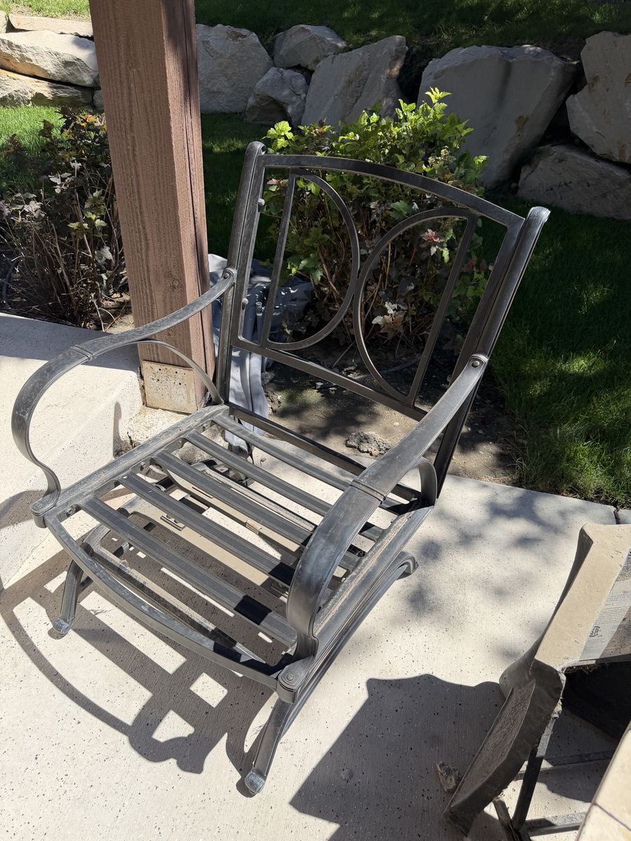Metal Patio Rocking Armchairs with Slate Finish - Set of 4