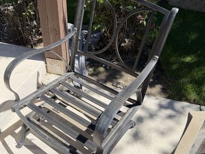 Metal Patio Rocking Armchairs with Slate Finish - Set of 4