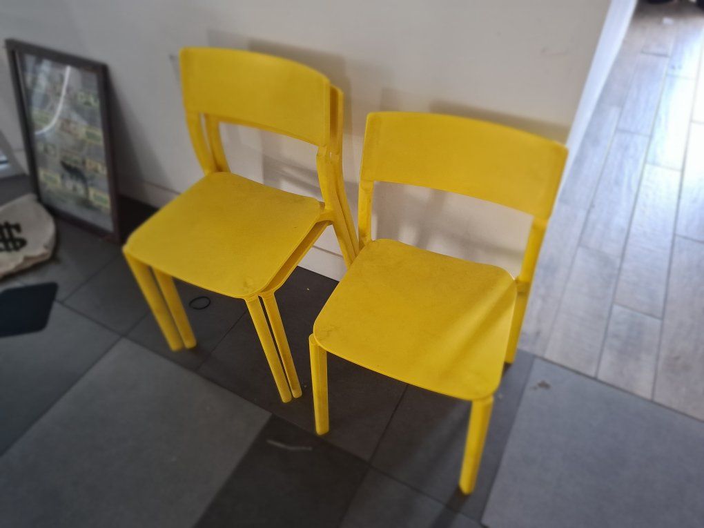 Bright Yellow Stackable Plastic Chairs 10 chairs total