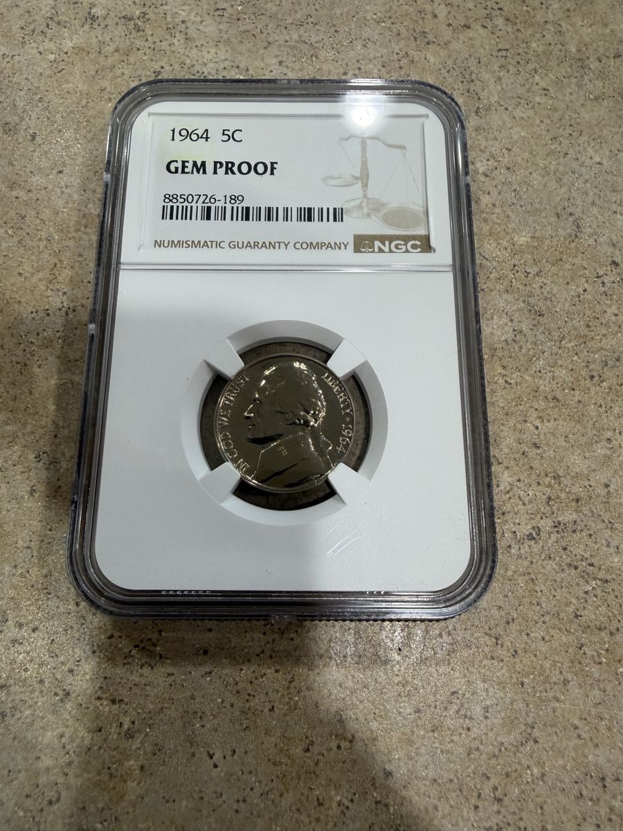1964 5C Jefferson Nickel GEM PROOF NGC Certified Coin - Numismatic Guaranty Company