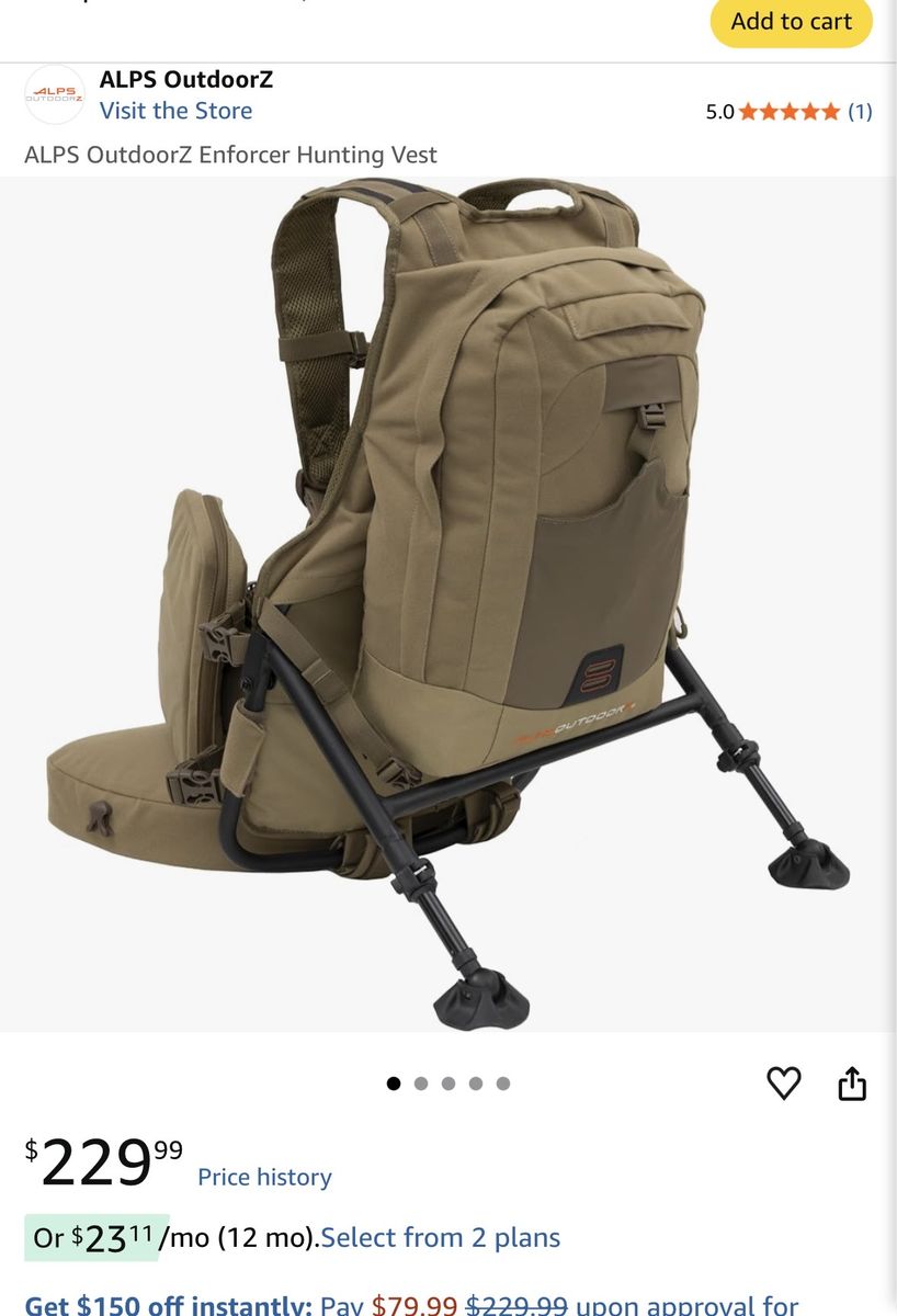ALPS OutdoorZ Enforcer Turkey Hunting or coyote calling chair backpack.