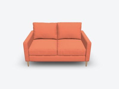 Coral Pink Loveseat Couch and Tropical Palm Leaf Armchair Set