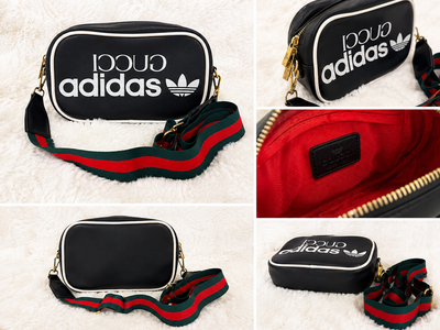 GG Adidas Collaboration Black Leather Crossbody Bum Bag