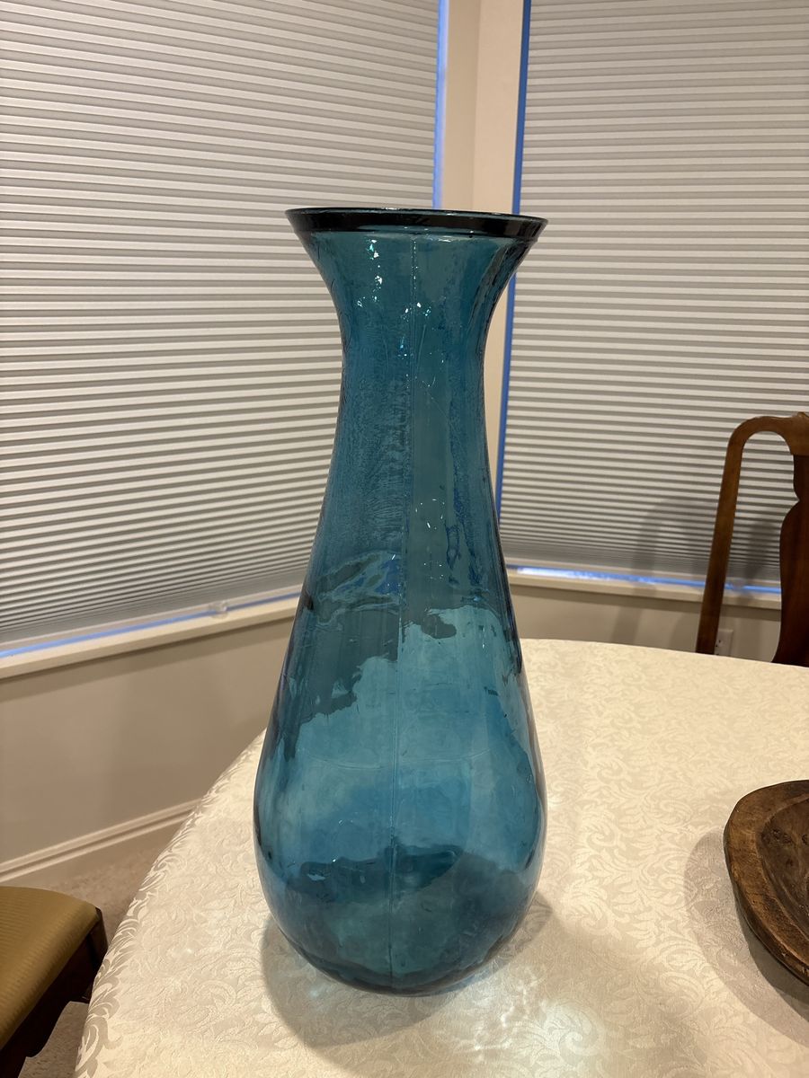 Large Blue Glass Decorative Vase