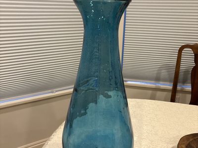 Large Blue Glass Decorative Vase