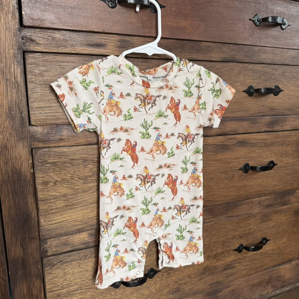 Baby Western Romper Rodeo Cowboy Cactus
