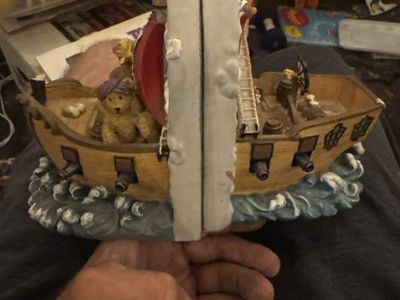 Vintage Pirate Ship Teddy Bear Bookends Pair