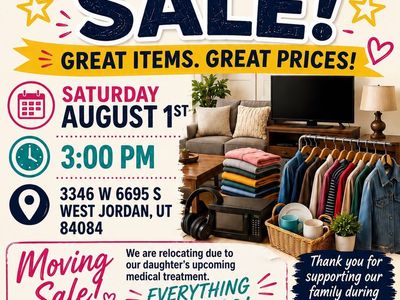 Indoor Moving Garage Sale: Furniture, Electronics, Clothes, Household Items & More!