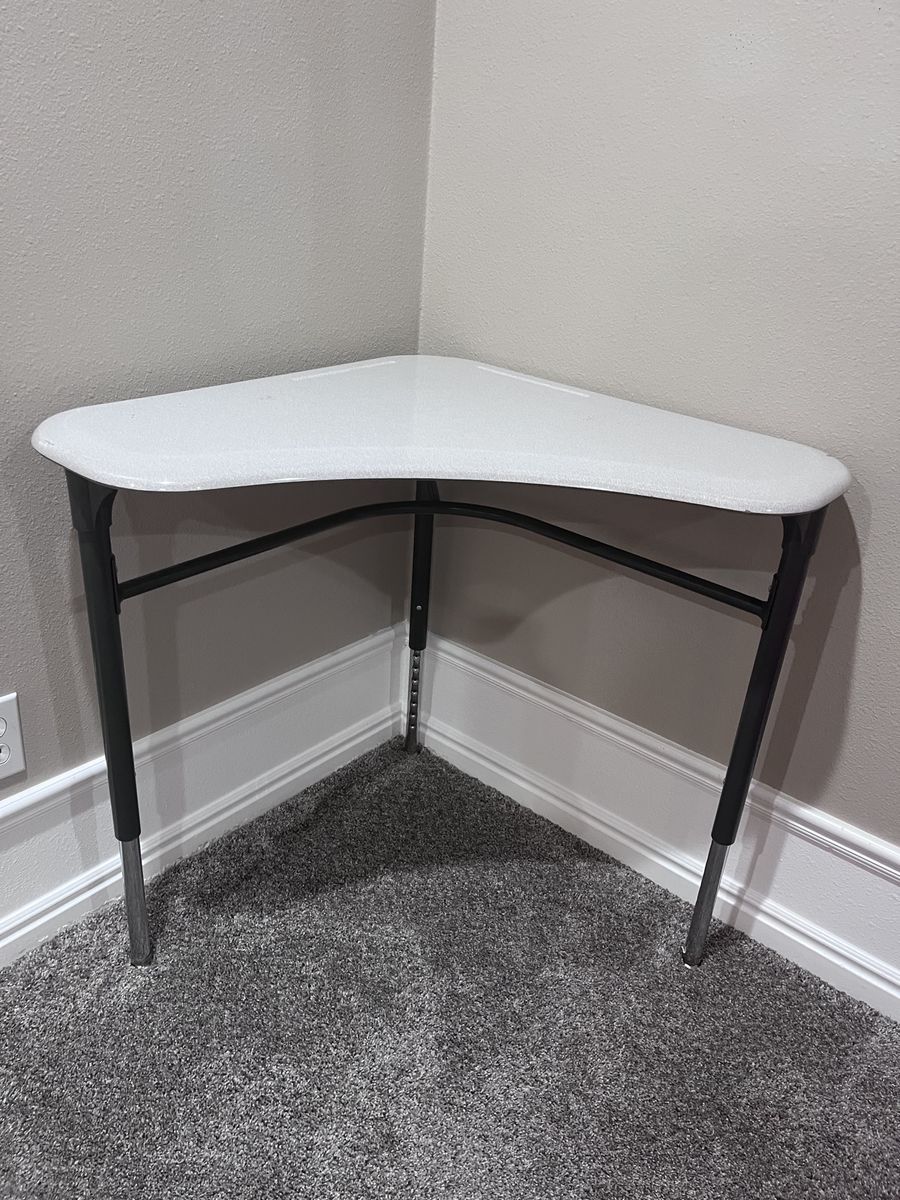 Adjustable Height Corner Desk - White & Black