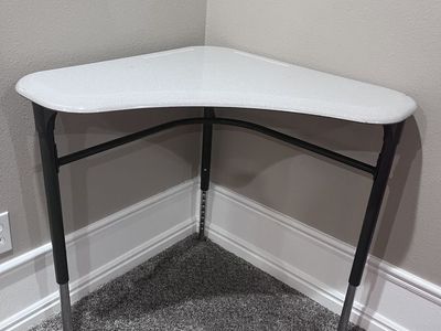 Adjustable Height Corner Desk - White & Black