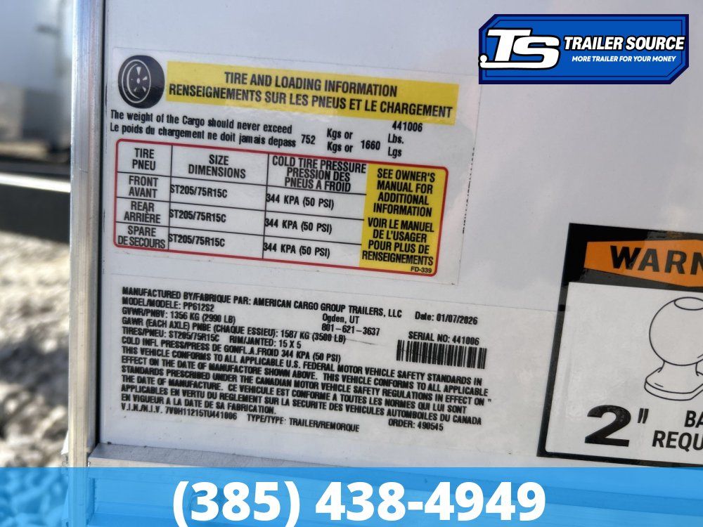 6x12 Haulmark Passport Enclosed Cargo Trailer - 6'6" Interior - 3.5K GVWR -