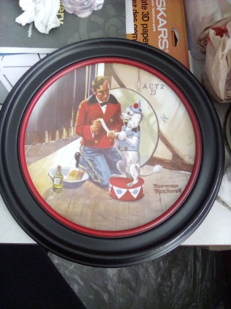 Norman Rockwell's "While the Audience Waits" 1981 framed decorative plate