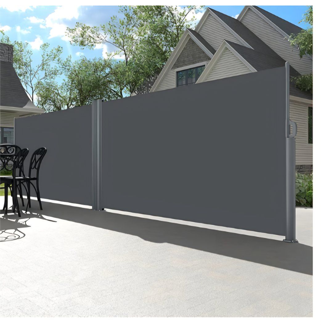 Retractable Side Awning Full Aluminum Patio Outdoor Privacy Divider, Water & UV Resistant, Folding Sun Shade Privacy Wind Screen