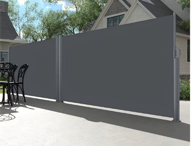 Retractable Side Awning Full Aluminum Patio Outdoor Privacy Divider, Water & UV Resistant, Folding Sun Shade Privacy Wind Screen