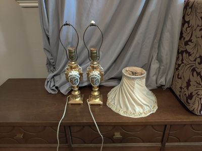 2 Antique or Vintage Lamps and 1 Lampshade