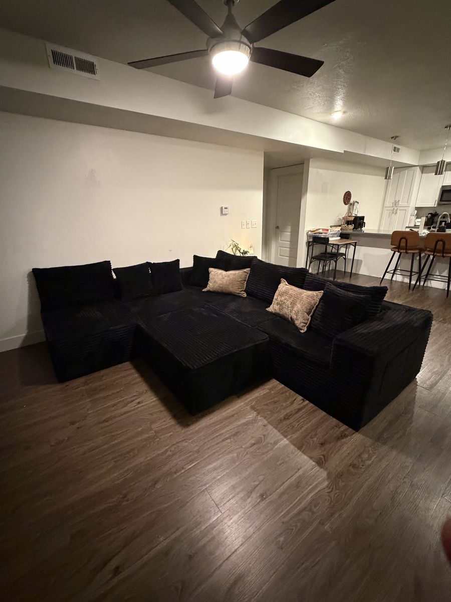 Modular Cloud Sectional Sofa - Black Corduroy, 3 Months Use, Excellent Condition
