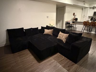 Modular Cloud Sectional Sofa - Black Corduroy, 3 Months Use, Excellent Condition