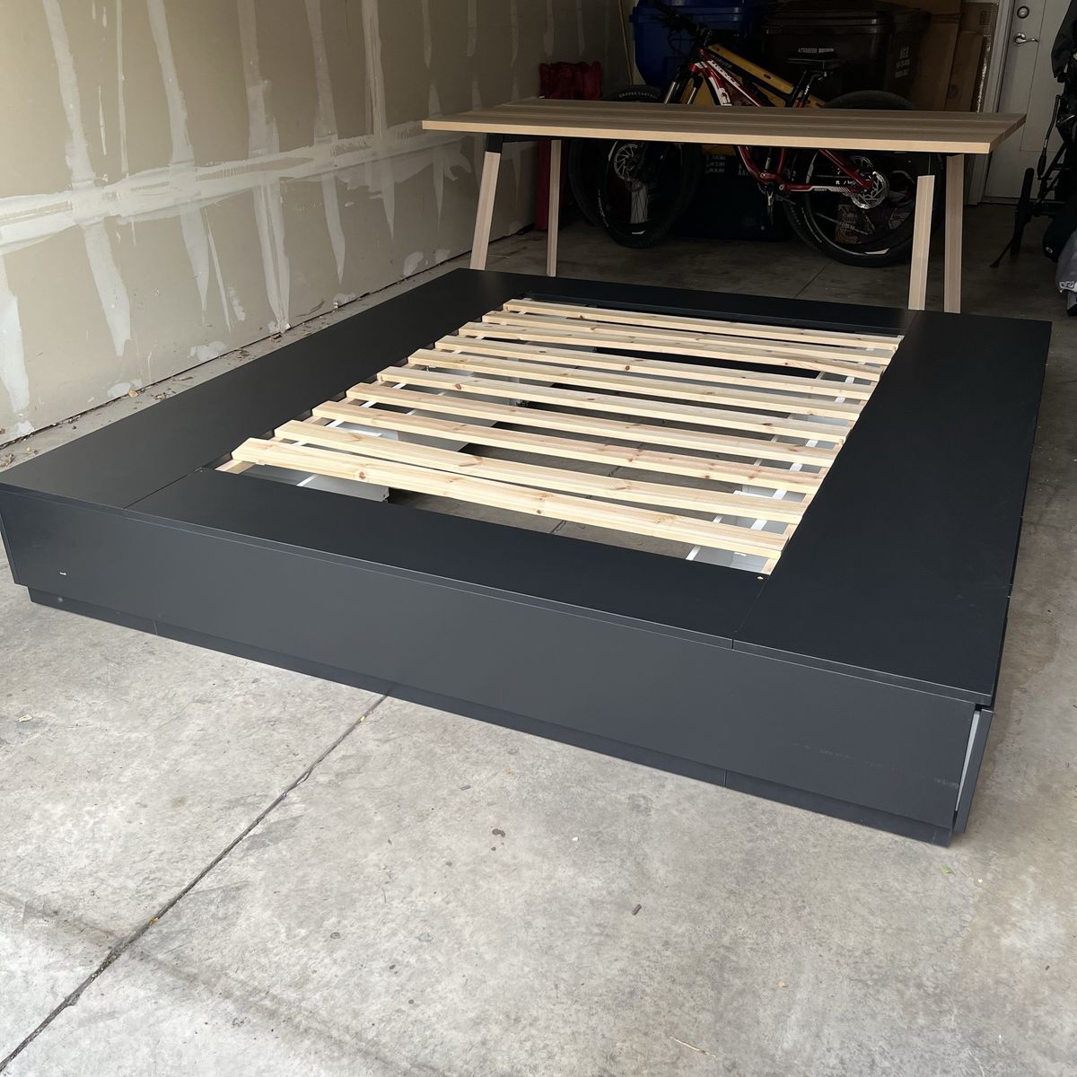 KING SIZE NORDLI BED FRAME W/ STORAGE DRAWERS, FROM IKEA!!