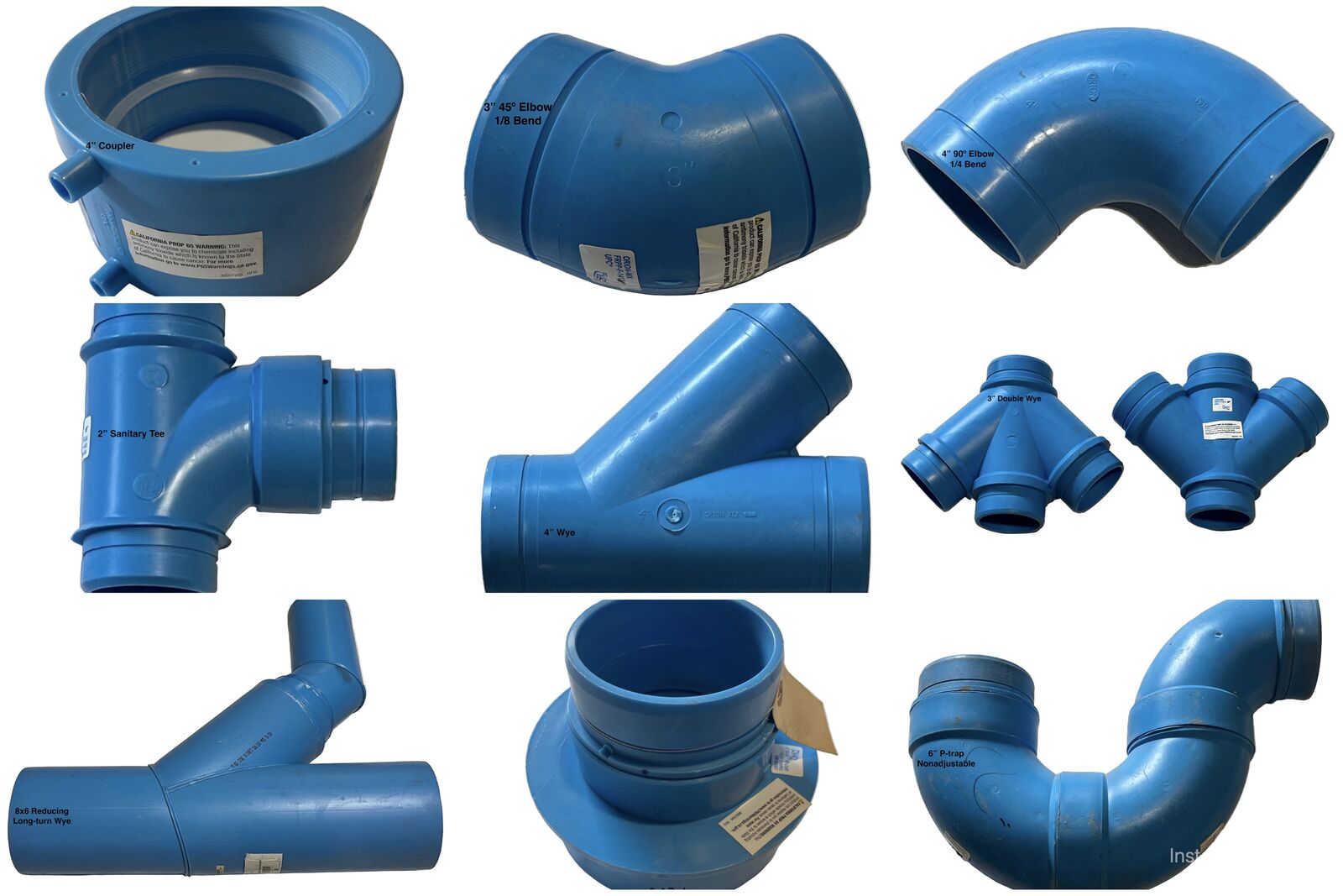 90%+ OFF! - NEW Orion Blueline Chemical Drainage Pipe Fittings - Fire-Resistant Polypropylene - BULK OFFERS WANTED!
