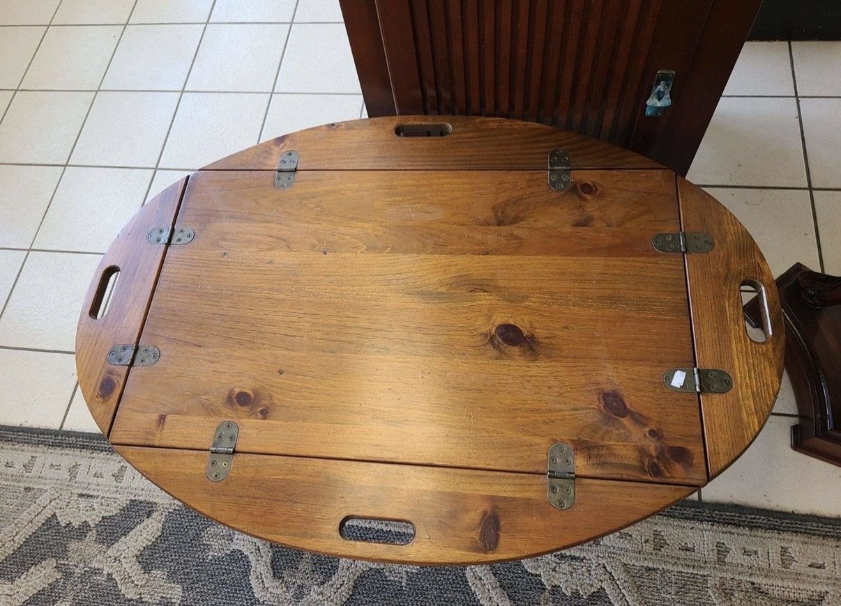 Vintage Ethan Allen Solid Wood Butler Tray Coffee Table / Serving Table