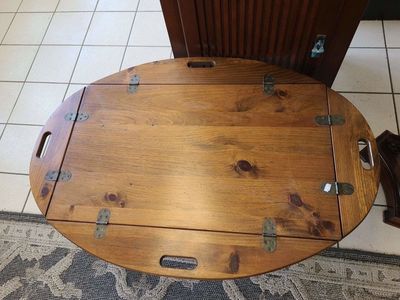 Vintage Ethan Allen Solid Wood Butler Tray Coffee Table / Serving Table