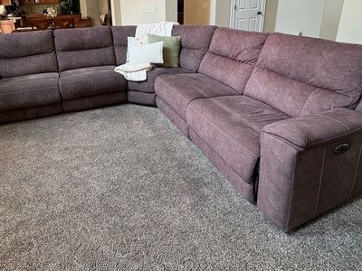 Power reclining microfiber sectional with battery packs