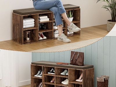 Shoe Bench, Storage Bench with Padded Seat, 10 Cubbies Storage Entryway Bench (Brand New In Box)