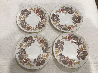 Wedgwood Lichfield saucers 4, bone china England fall colors