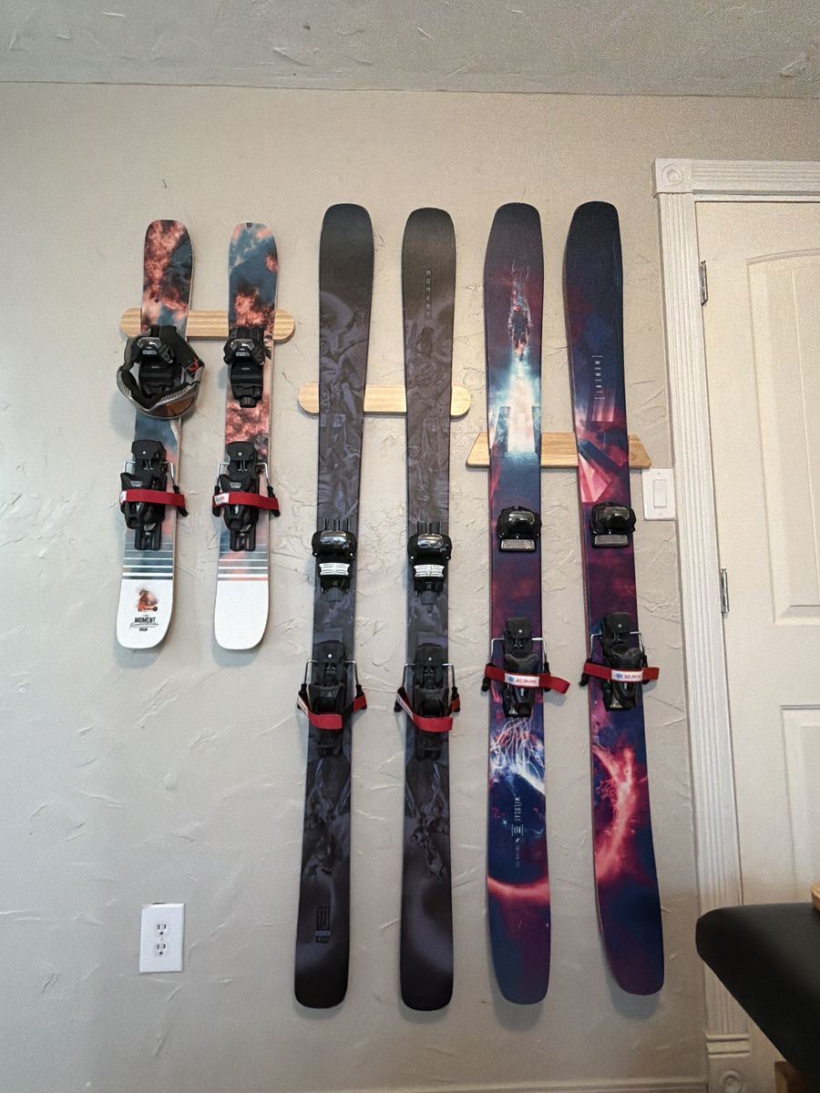 Wood Ski Wall Mount Rack- Minimalist -NEW