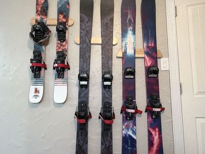 Wood Ski Wall Mount Rack- Minimalist -NEW