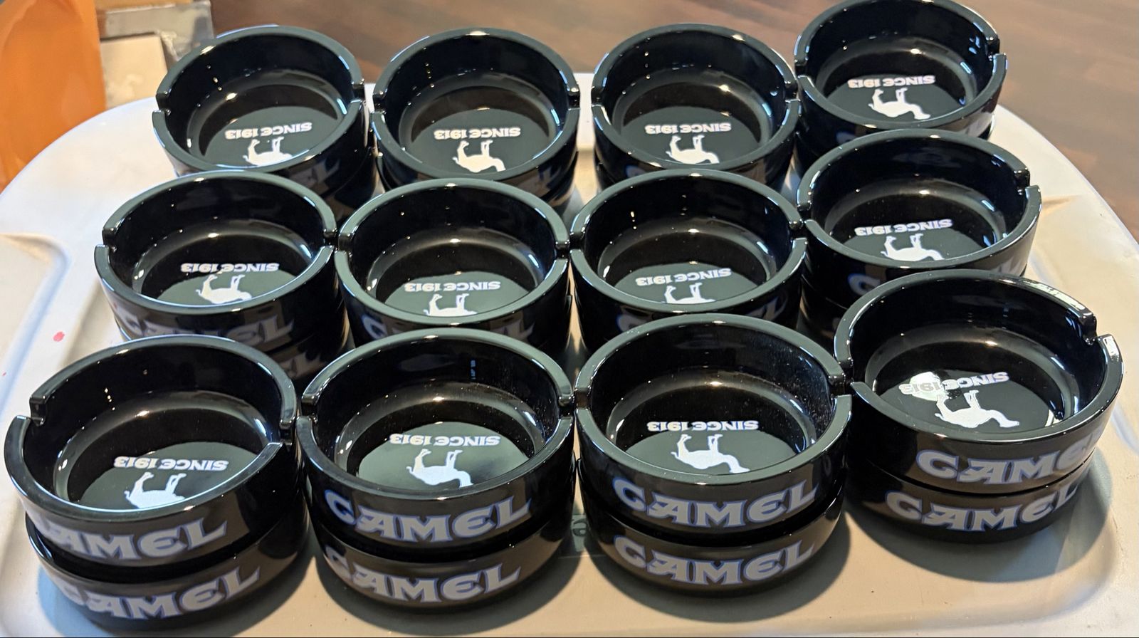 Brand new vintage 1990’s camel black ceramic ashtrays