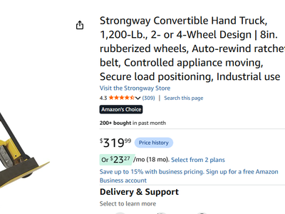New Strongway Appliance Hand Truck 1,200-Lb. - 2 or 4 Wheel | 8in. Rubber wheels, Auto-rewind ratchet belt