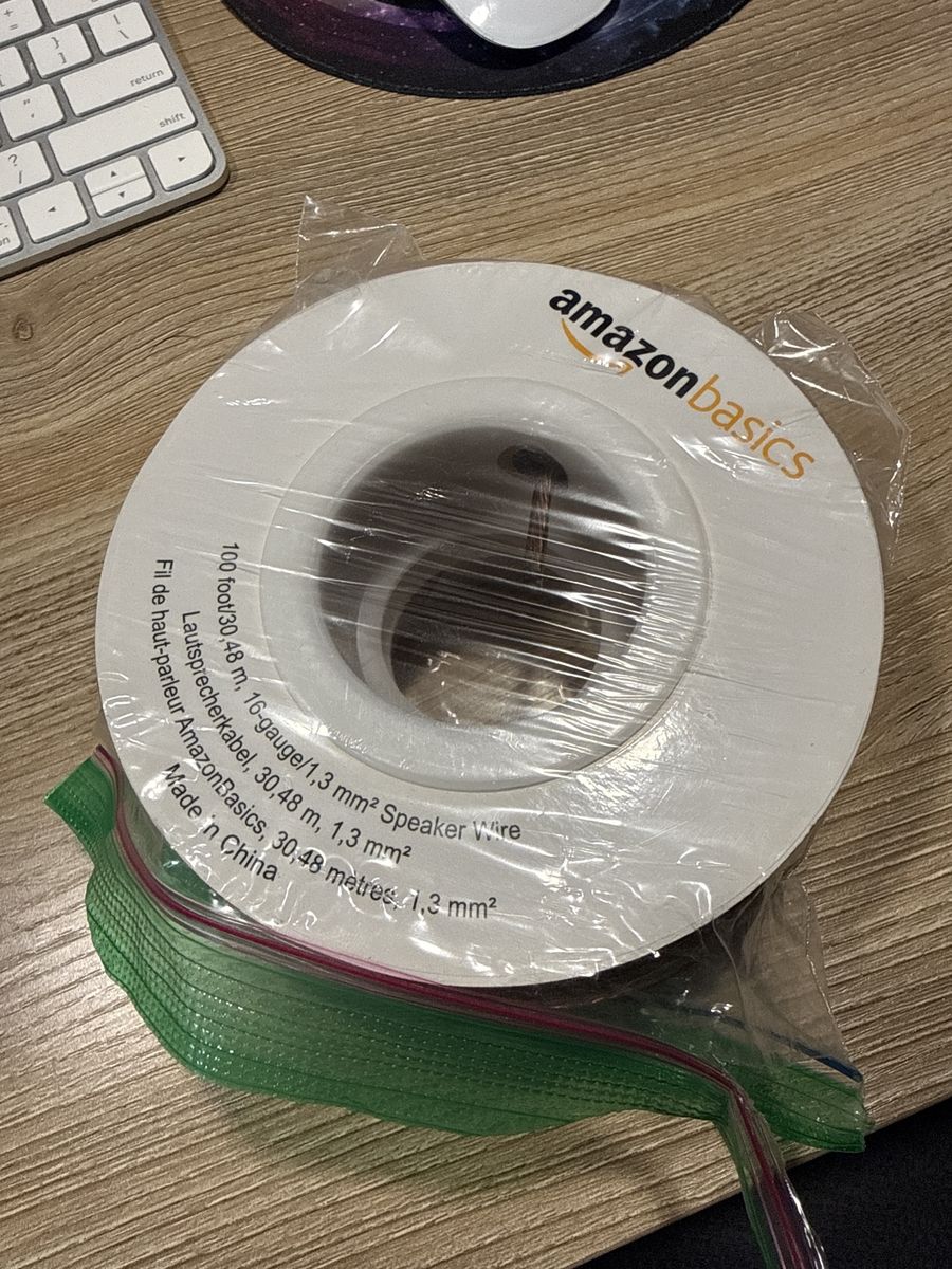 AmazonBasics 16-Gauge Speaker Wire Cable Spool 100 Feet