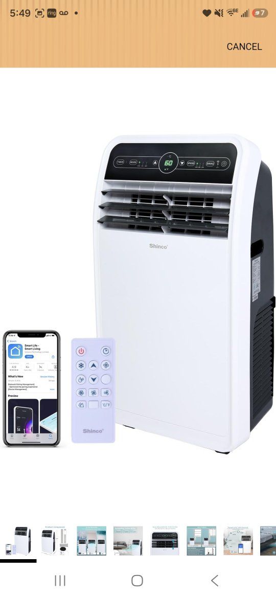 Shinco 12,000 BTU Portable Air Conditioner - White,
