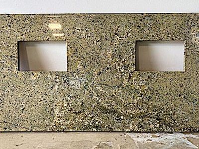 Green marble with cutouts