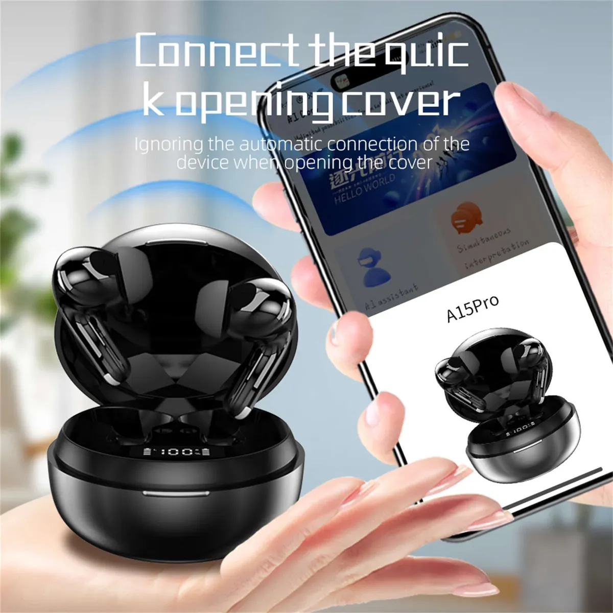 NEW A15PRO Wireless Label Noise Reduction In Ear Translation Headset Long Battery Life Is Very Suitable For Travel And Business