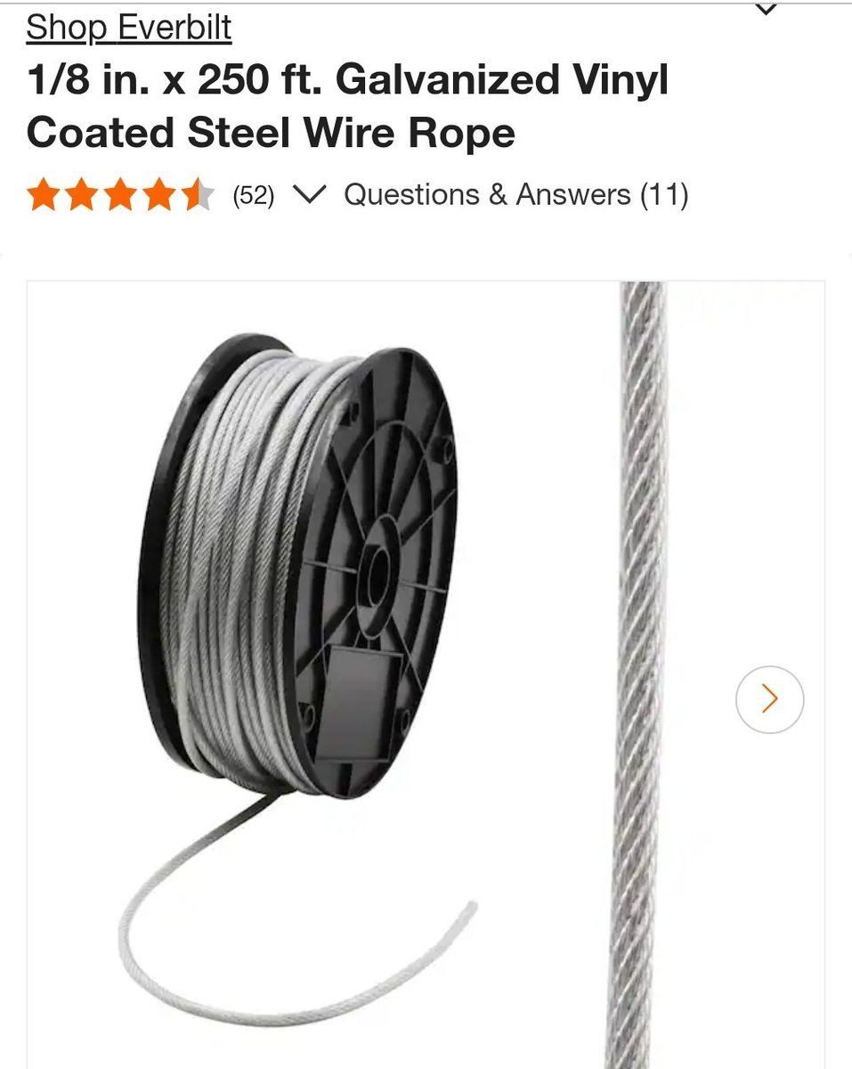 Brand New 250ft Roll of Vinyl Coated Galvanized Wire Rope