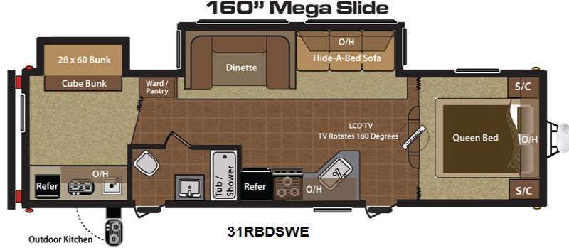 2014 Keystone RV Hideout 31RBDSWE Travel Trailer Bunkhouse|Front Bedroom|Outdoor Kitchen|Two Entry/Exit Doors|U Shaped Dinette