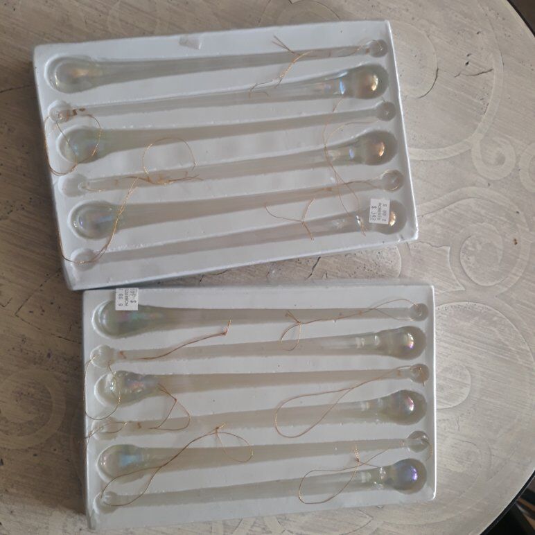 12 Vintage 10" Blown Glass Tear Drop Icicle