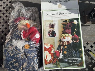 Musical Snowman Animated Holiday Figure with Box Plays Jingle Bells