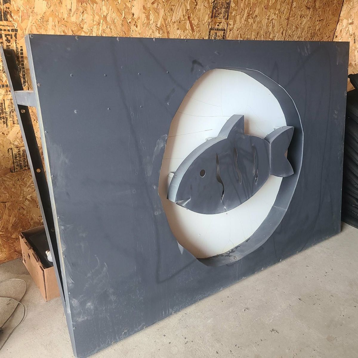 LARGE fish sign, hook to propane to light up