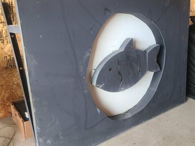 LARGE fish sign, hook to propane to light up