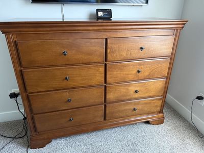 Solid Wood 8-Drawer Dresser - Lined Top Drawers, Good Condition