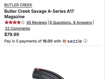 New Butler Creek Savage A-Series A17 Rifle Magazine - Two Pack plus scope mount.